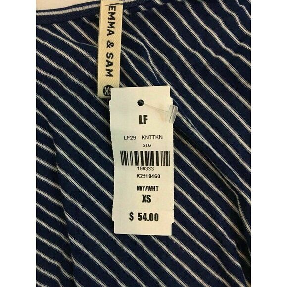 Emma & Sam Anthropologie New W Tag Blue White Striped V Neck Tank Top Cami Xs - Picture 5 of 7